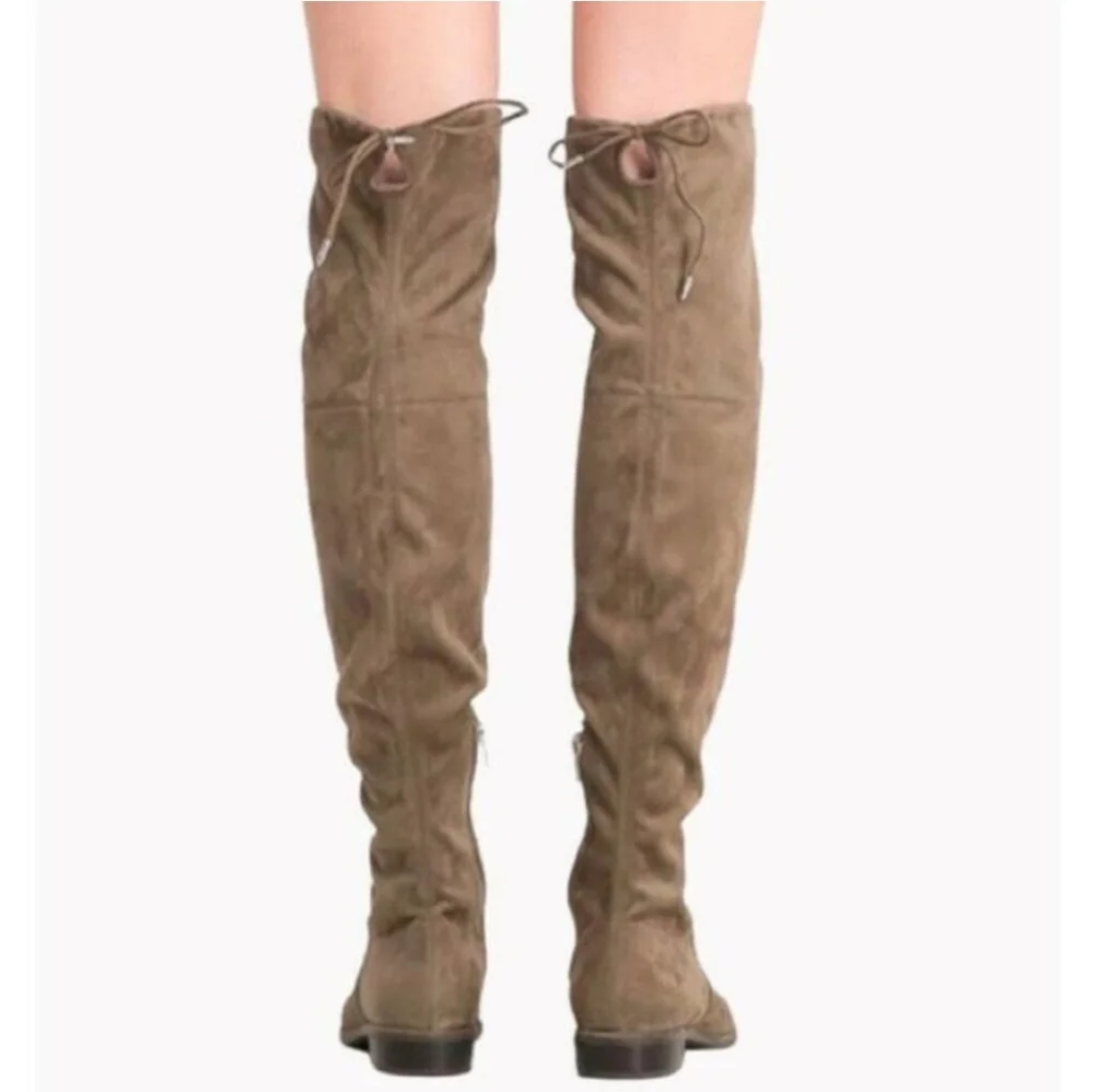 GUC Mark Fisher Taupe Suede Size 9.5 Over The Knee Tie Back Boots!!